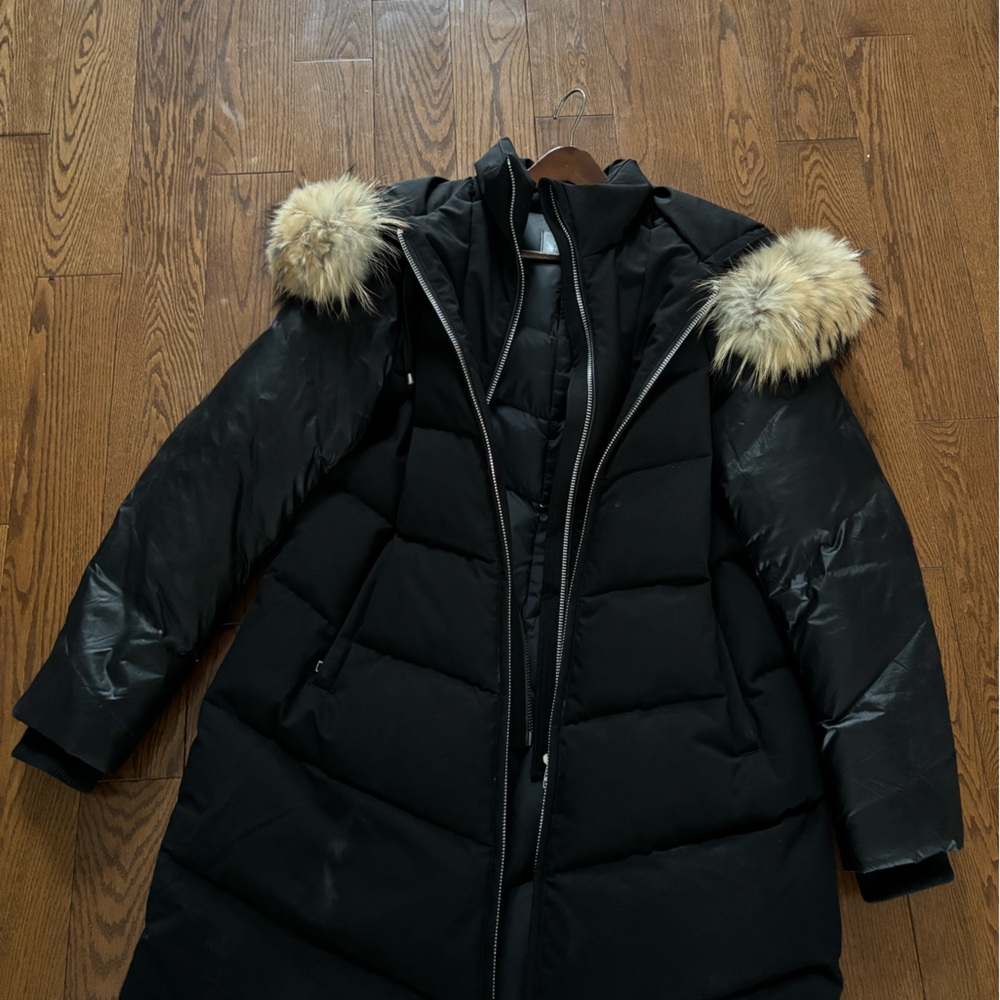 Atelier Noir Black Down Puffer Coat division of Rudsak Genuine Raccoon Fur Trim - Picture 3 of 16